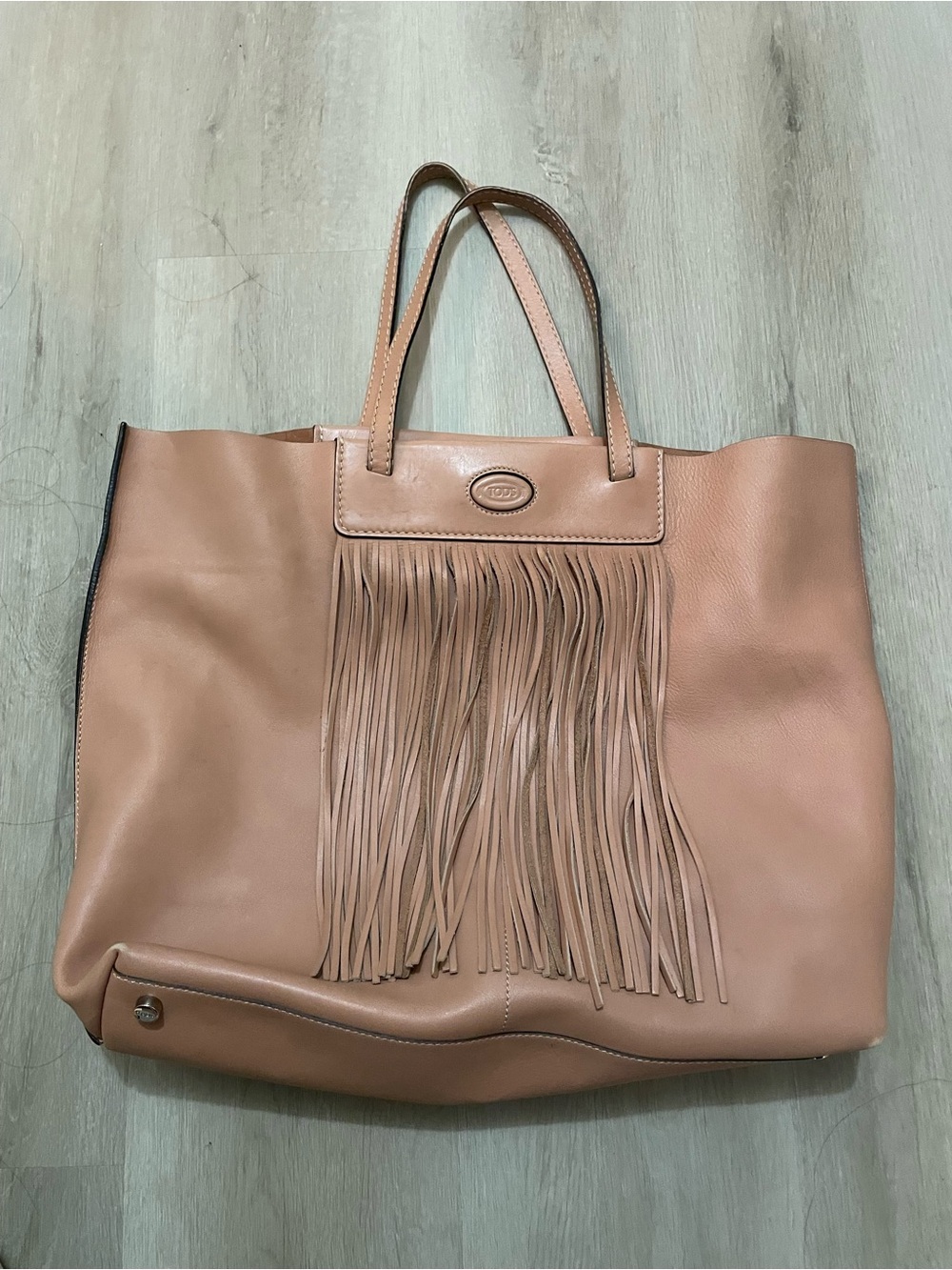 Tod's Blush Pink Leather Fringe Tote